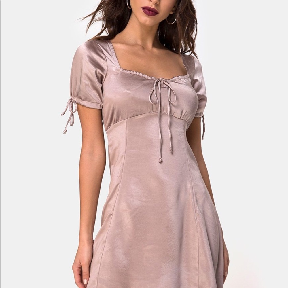 Motel Satin Mini babydoll Peasant milkmaid